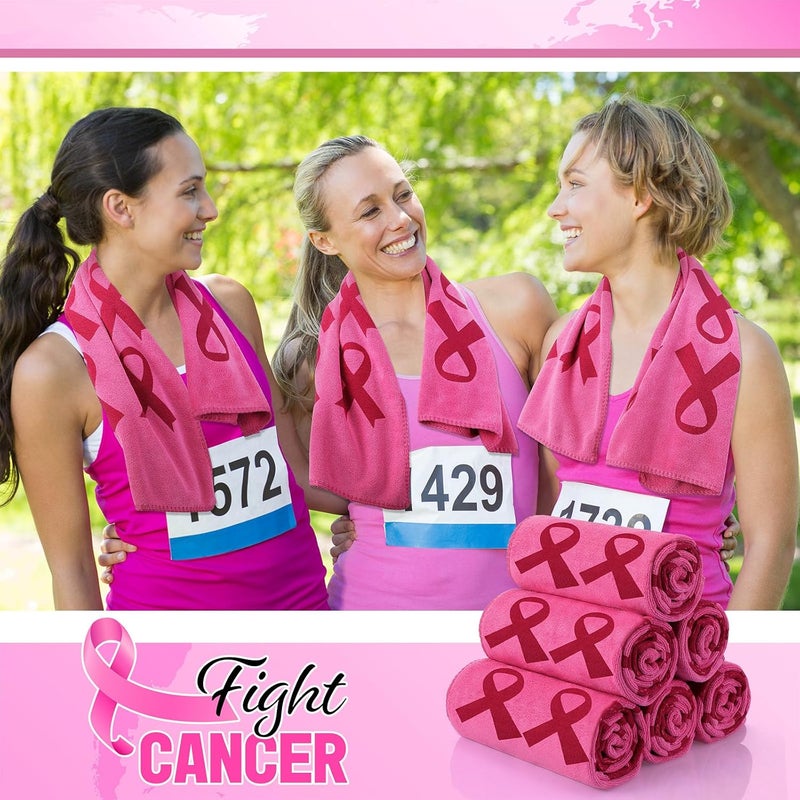 Cotwinter Breast Cancer Awareness Gift Towels Pink Ribbon Sport Towels for Golf Football Sport Team 30" x 14" Microfiber Gifts Bulk for Breast Cancer Procession Fundraising Decoration Supplies(12 Pcs) - Image 5